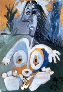 パブロ・ピカソ Painting - 草の中の正面ヌード 1967年 パブロ・ピカソ